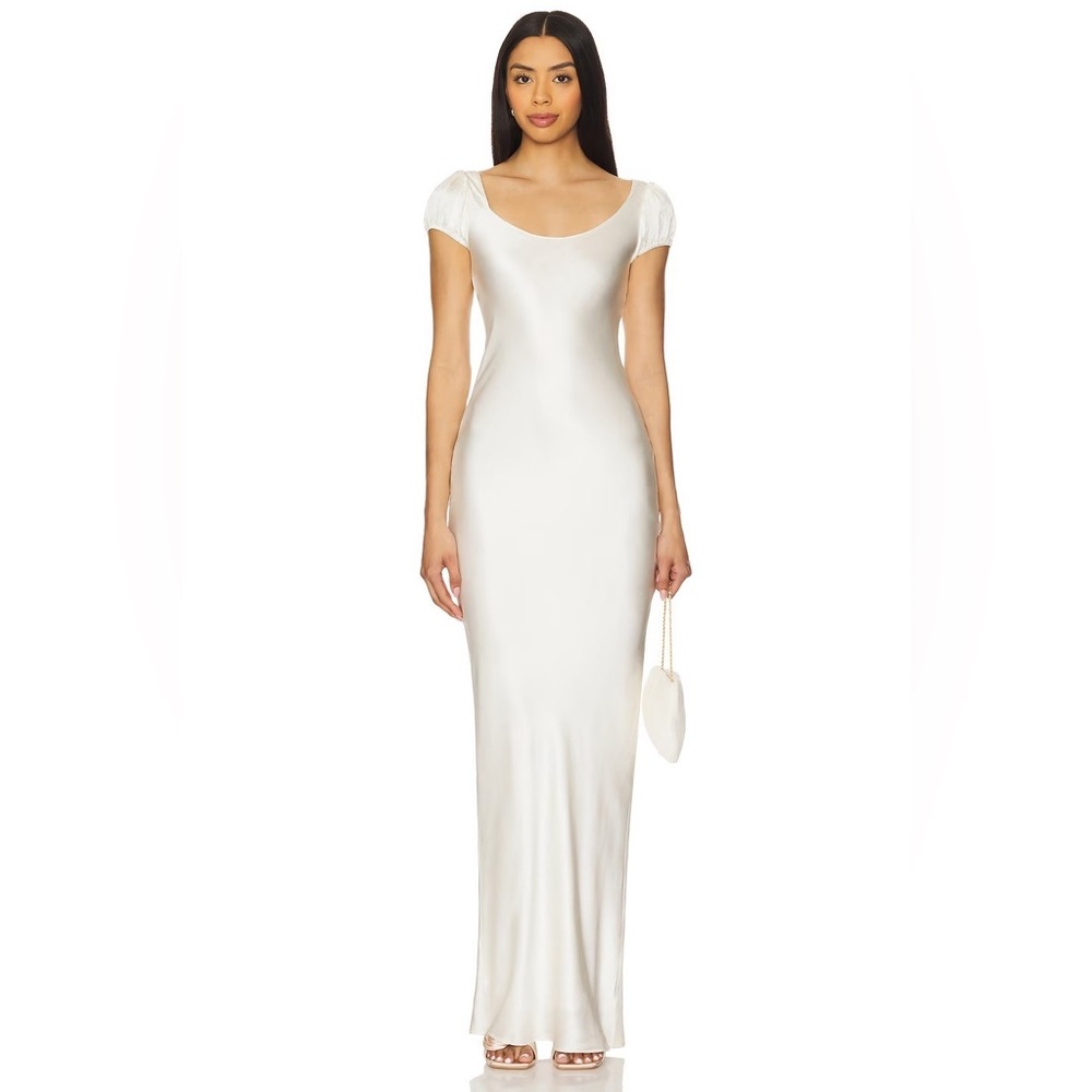 Amanda Uprichard Senna Maxi Dress in 100% Ivory Silk